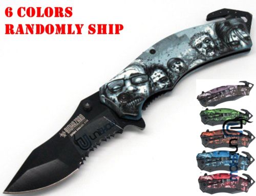 Unishow  Walking Dead Zombie Knife with Artwork - Assort Colors Color Randomly